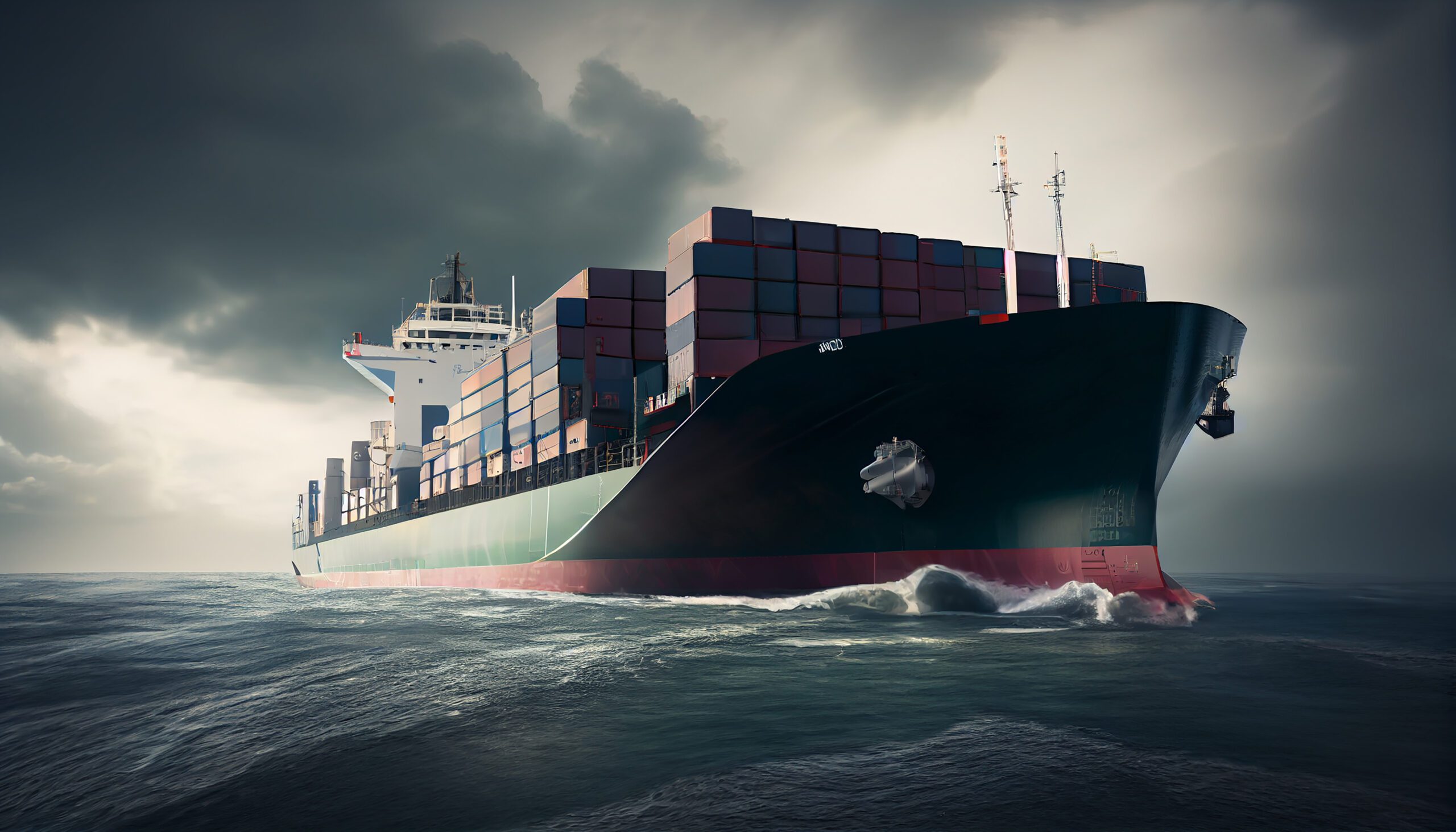Shipping industry carries cargo on large container ships ,generative AI