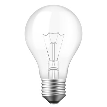 Vector Isolated Realistic Light bulb over white